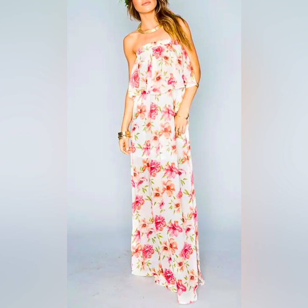 Show Me Your MuMu • Hacienda Maxi Dress Floral Pink Coral Tropical Size Small
